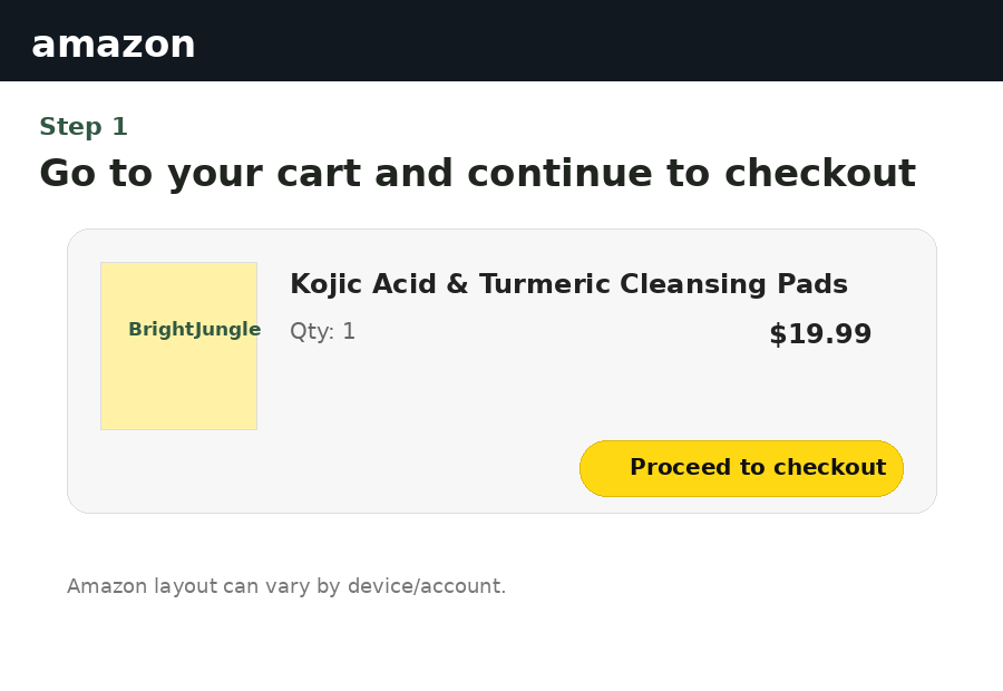 Illustration showing the Amazon cart and Proceed to checkout button