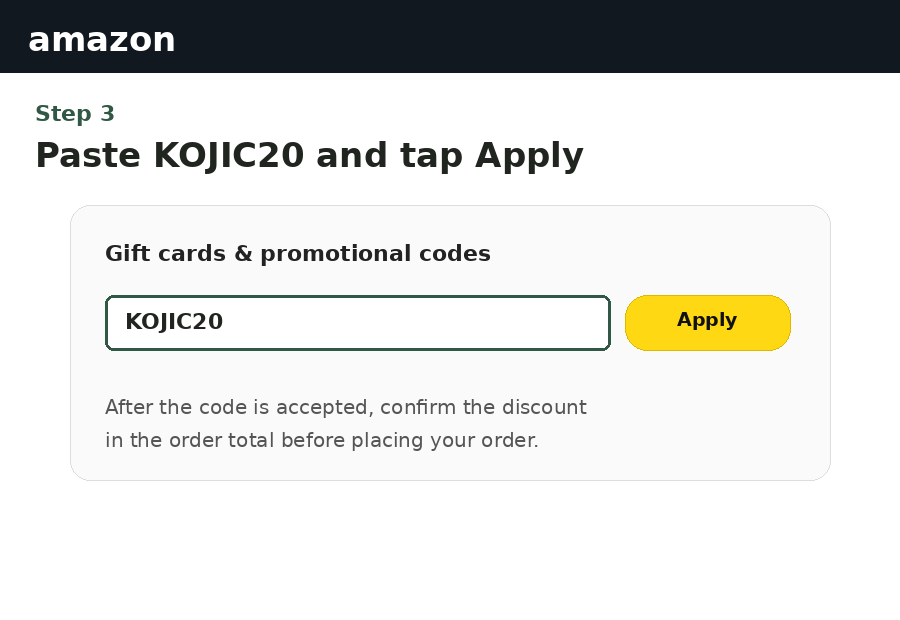 Illustration showing SALE20 entered into the promotional code field